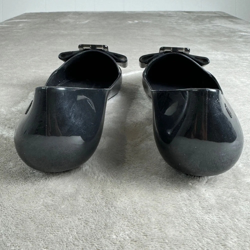 Melissa Black Pointed Toe Flats with Decorative Buckle